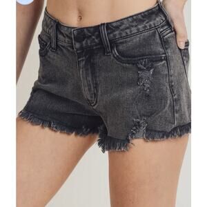 LTJ Black Distressed Cut Off Acid Wash Jean Shorts L NWT